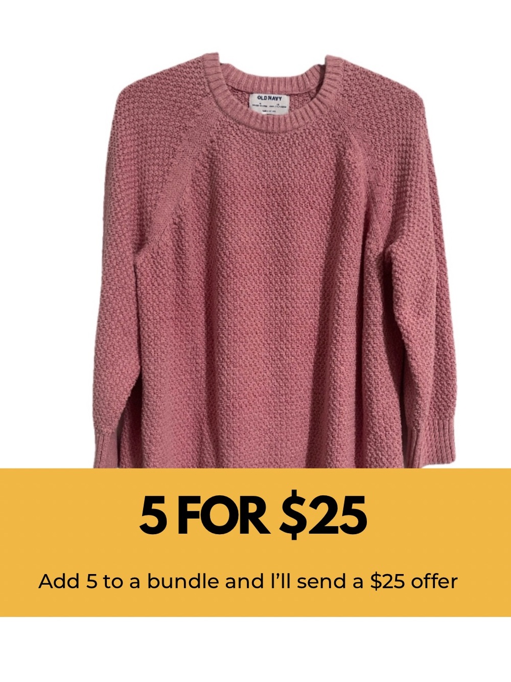 Old Navy Pink Waffle Knit Crewneck Sweater
